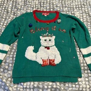 Bling it On Cat Christmas sweater sz large